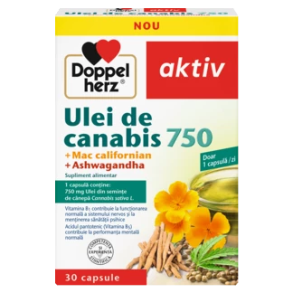 Illustration of the product packaging Doppelherz aktiv Ulei de Canabis 750 front view