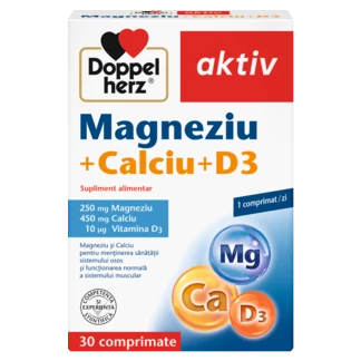 Illustration of the product packaging Doppelherz aktiv Magneziu + Calciu + D3 front view