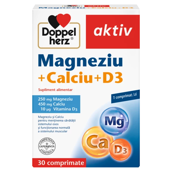 Doppelherz aktiv Magneziu + Calciu + D3 Vedere frontală