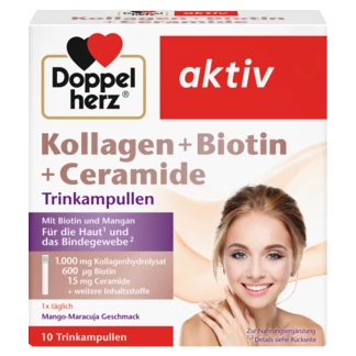 Illustration of the product packaging Piele, păr, unghii KOLLAGEN + BIOTINĂ + CERAMIDE front view