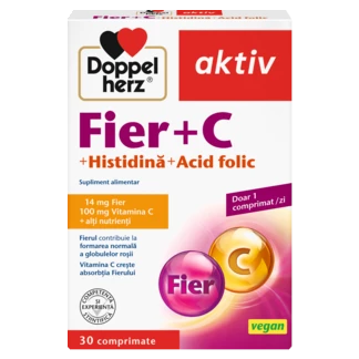 Illustration of the product packaging Doppelherz aktiv Fier + C front view