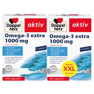 Illustration of the product packaging Doppelherz aktiv (OFERTĂ) Omega-3 1000 mg front view