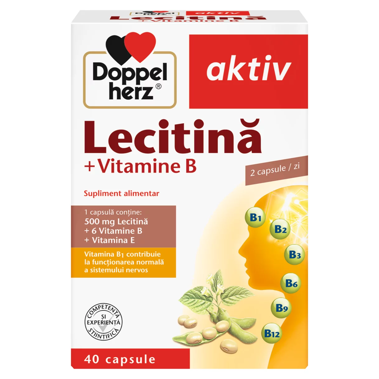 Doppelherz aktiv Lecitină + Vitamine B Vedere frontală