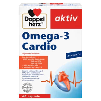 Illustration of the product packaging Doppelherz aktiv Omega-3 Cardio front view