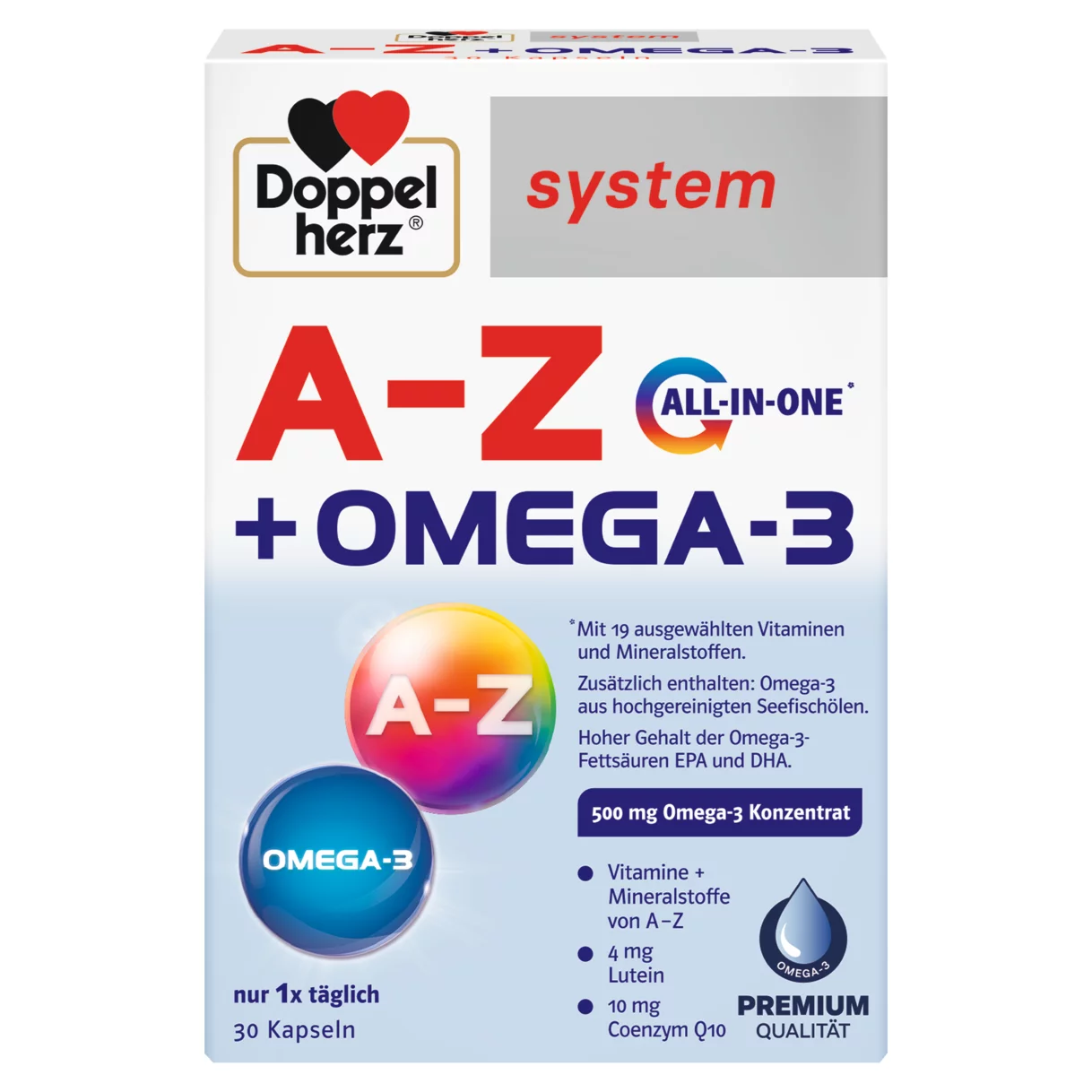 Doppelherz system A-Z + OMEGA-3  Vedere frontală