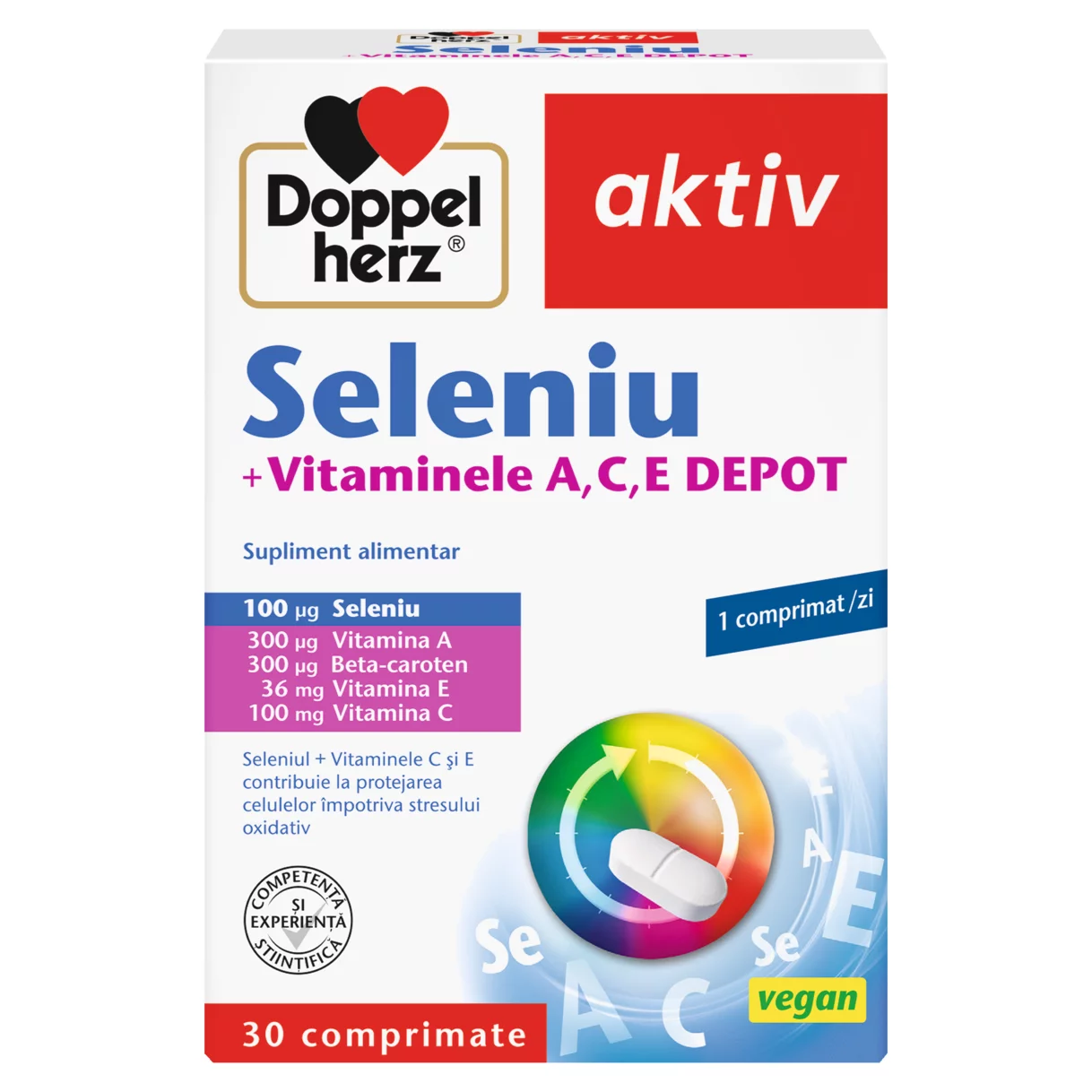 Doppelherz aktiv Seleniu + Vitaminele A, C, E Vedere frontală