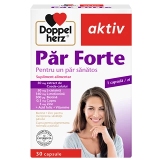 Illustration of the product packaging Doppelherz aktiv Păr Forte front view