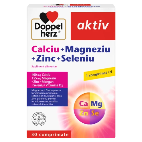 Doppelherz aktiv Calciu + Magneziu + Zinc + Seleniu Vedere frontală