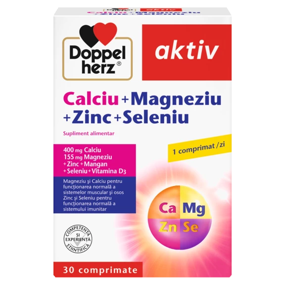 Doppelherz aktiv Calciu + Magneziu + Zinc + Seleniu Vedere frontală