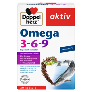 Illustration of the product packaging Doppelherz aktiv Omega 3-6-9 front view