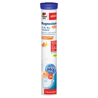 Illustration of the product packaging Doppelherz aktiv Magneziu 400 + B1 + B6 + B12 + Acid Folic Efervescent front view