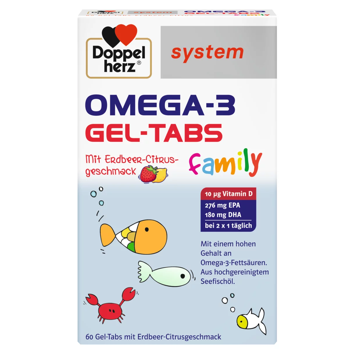 Doppelherz system OMEGA-3 GEL TABS FAMILY Vedere frontală