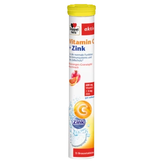 Illustration of the product packaging Doppelherz aktiv Vitamina C + Zinc front view