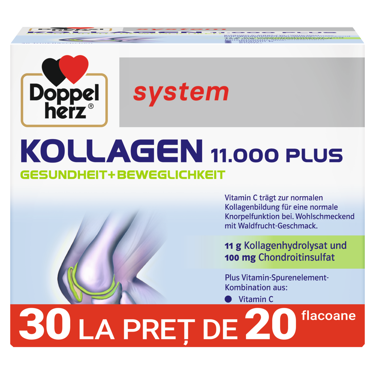 Illustration of the product packaging Doppelherz system KOLLAGEN 11.000 PLUS front view